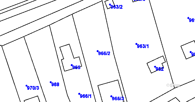 Parcela st. 966/2 v KÚ Lipence, Katastrální mapa