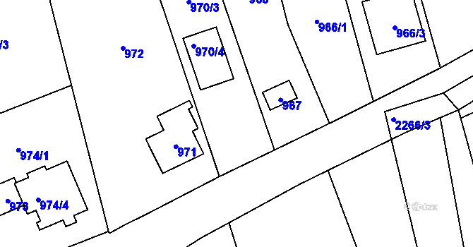 Parcela st. 969 v KÚ Lipence, Katastrální mapa