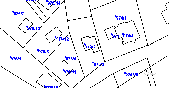 Parcela st. 975/3 v KÚ Lipence, Katastrální mapa