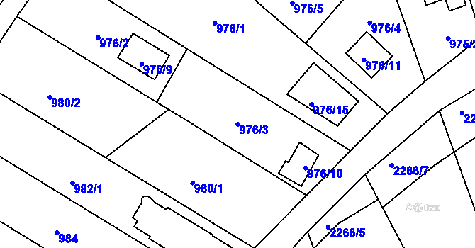Parcela st. 976/3 v KÚ Lipence, Katastrální mapa