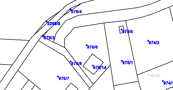 Parcela st. 976/6 v KÚ Lipence, Katastrální mapa