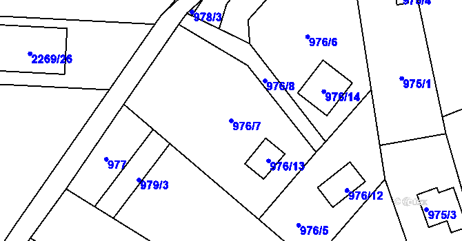 Parcela st. 976/7 v KÚ Lipence, Katastrální mapa