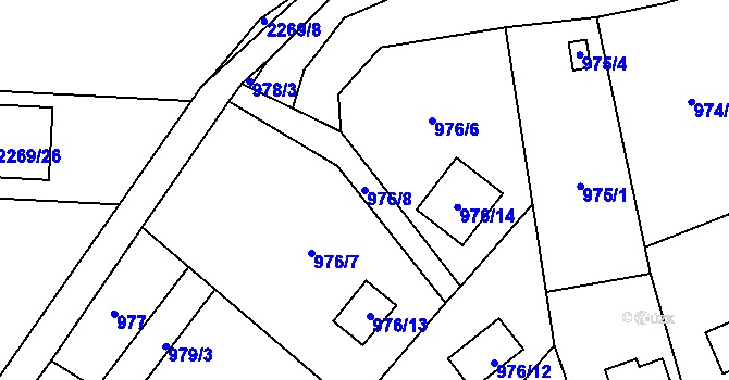 Parcela st. 976/8 v KÚ Lipence, Katastrální mapa