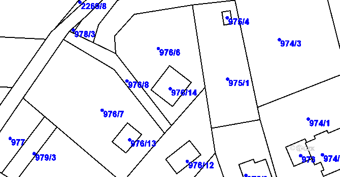 Parcela st. 976/14 v KÚ Lipence, Katastrální mapa