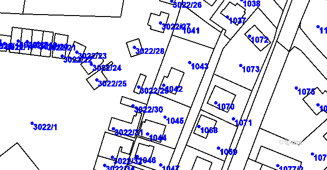 Parcela st. 1042 v KÚ Lipence, Katastrální mapa