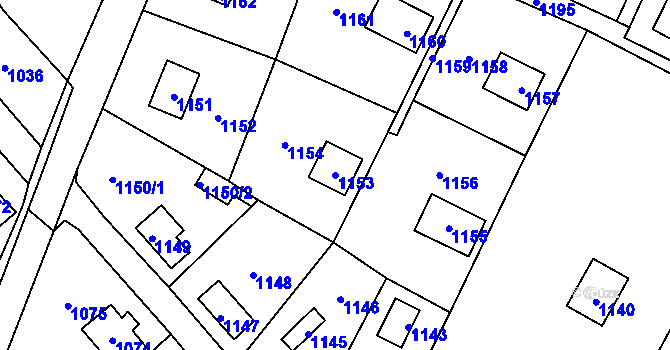 Parcela st. 1153 v KÚ Lipence, Katastrální mapa