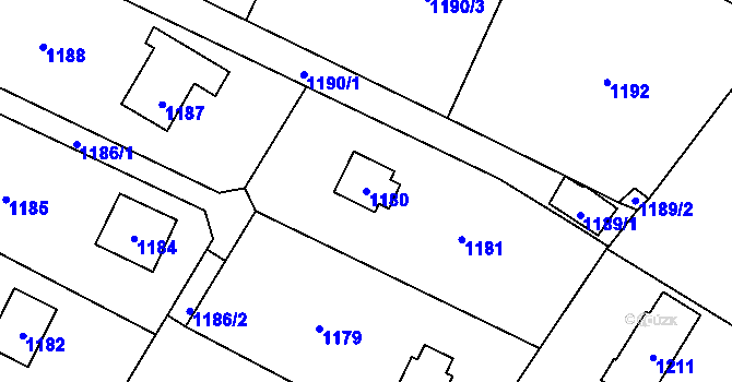 Parcela st. 1180 v KÚ Lipence, Katastrální mapa