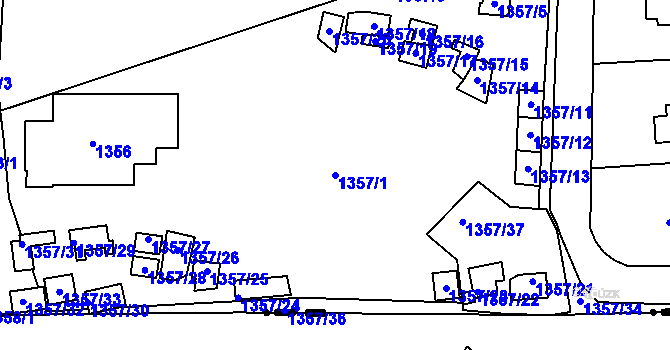 Parcela st. 1357/1 v KÚ Lipence, Katastrální mapa