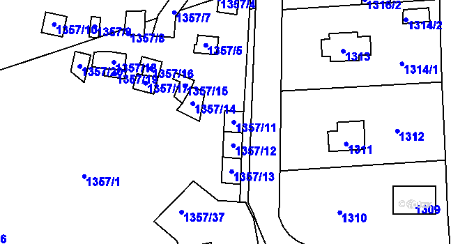 Parcela st. 1357/11 v KÚ Lipence, Katastrální mapa