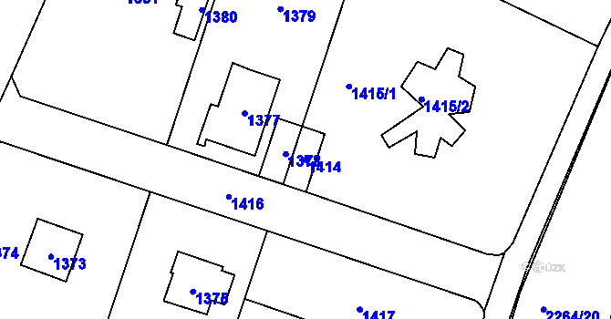 Parcela st. 1414 v KÚ Lipence, Katastrální mapa