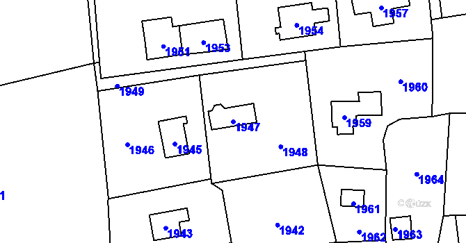 Parcela st. 1947 v KÚ Lipence, Katastrální mapa