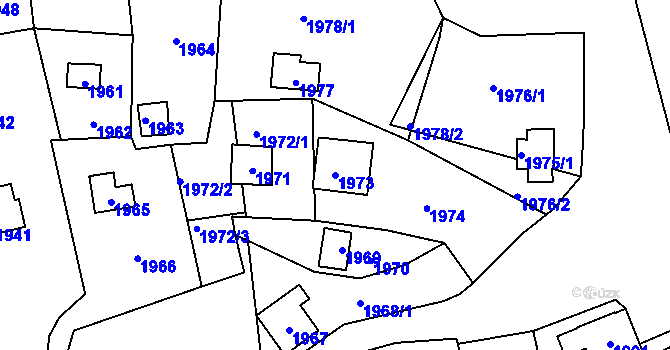 Parcela st. 1973 v KÚ Lipence, Katastrální mapa