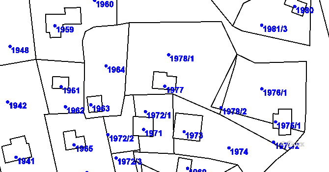 Parcela st. 1977 v KÚ Lipence, Katastrální mapa