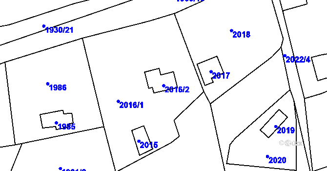 Parcela st. 2016/2 v KÚ Lipence, Katastrální mapa