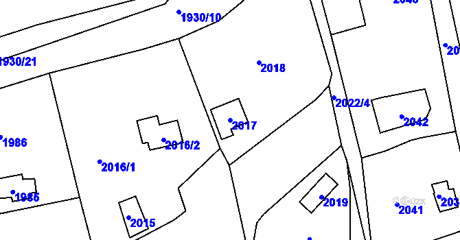 Parcela st. 2017 v KÚ Lipence, Katastrální mapa