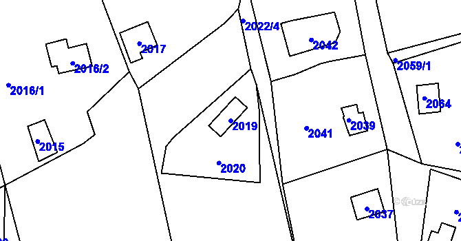 Parcela st. 2019 v KÚ Lipence, Katastrální mapa