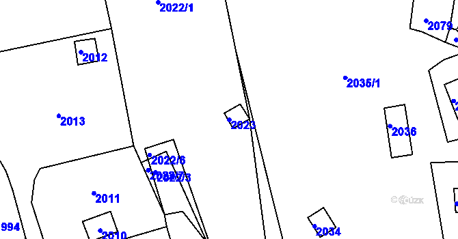 Parcela st. 2023 v KÚ Lipence, Katastrální mapa