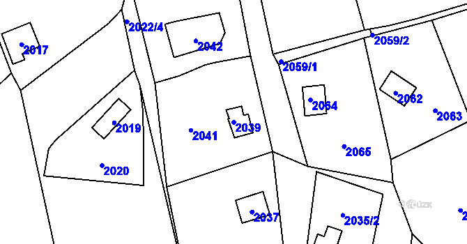 Parcela st. 2039 v KÚ Lipence, Katastrální mapa