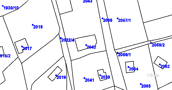 Parcela st. 2042 v KÚ Lipence, Katastrální mapa