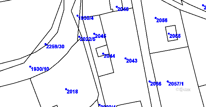 Parcela st. 2044 v KÚ Lipence, Katastrální mapa