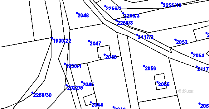 Parcela st. 2046 v KÚ Lipence, Katastrální mapa