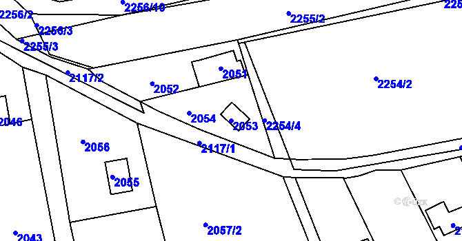 Parcela st. 2053 v KÚ Lipence, Katastrální mapa