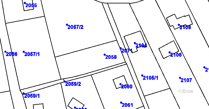 Parcela st. 2058 v KÚ Lipence, Katastrální mapa