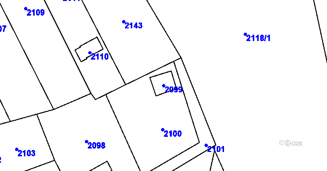 Parcela st. 2099 v KÚ Lipence, Katastrální mapa