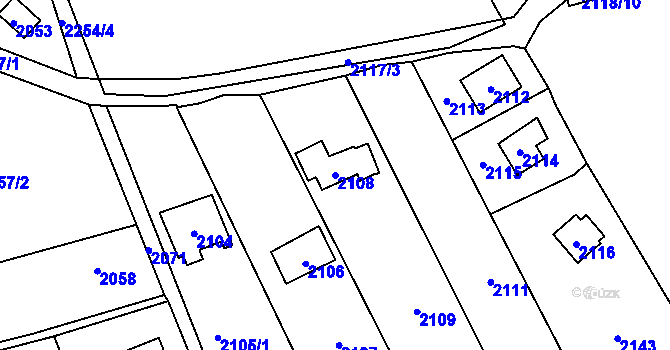 Parcela st. 2108 v KÚ Lipence, Katastrální mapa