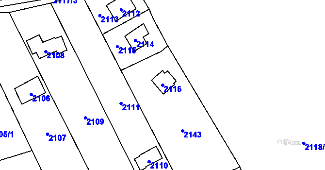Parcela st. 2116 v KÚ Lipence, Katastrální mapa
