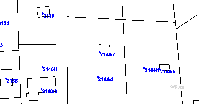 Parcela st. 2144/7 v KÚ Lipence, Katastrální mapa