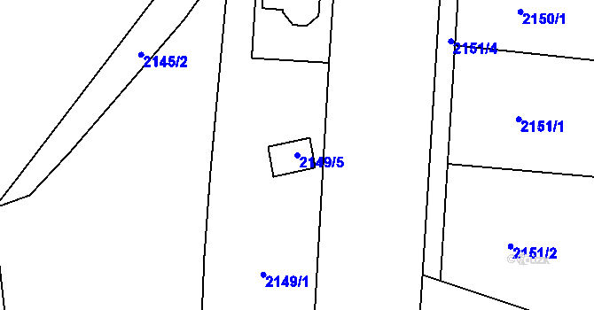 Parcela st. 2149/5 v KÚ Lipence, Katastrální mapa