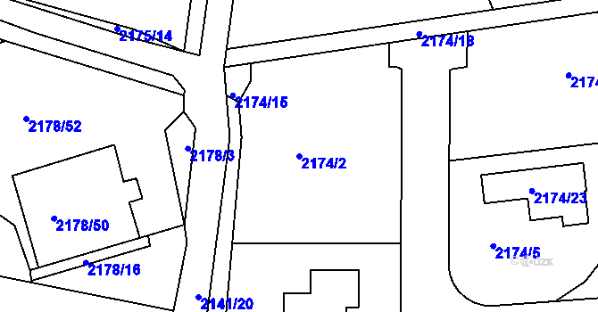 Parcela st. 2174/2 v KÚ Lipence, Katastrální mapa