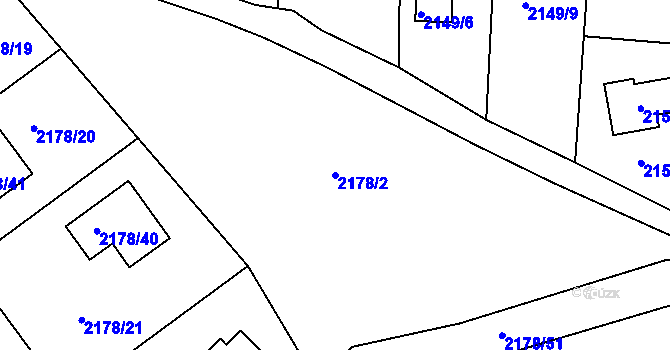 Parcela st. 2178/2 v KÚ Lipence, Katastrální mapa