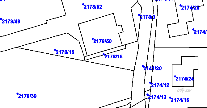 Parcela st. 2178/16 v KÚ Lipence, Katastrální mapa