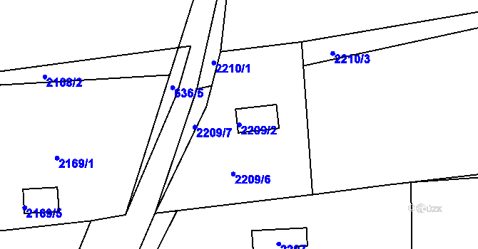 Parcela st. 2209/2 v KÚ Lipence, Katastrální mapa