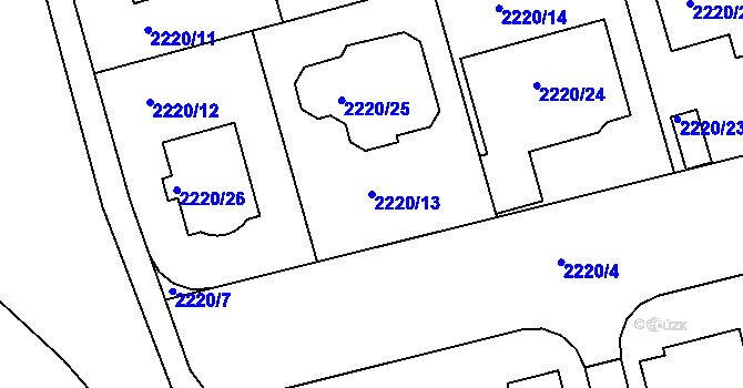 Parcela st. 2220/13 v KÚ Lipence, Katastrální mapa