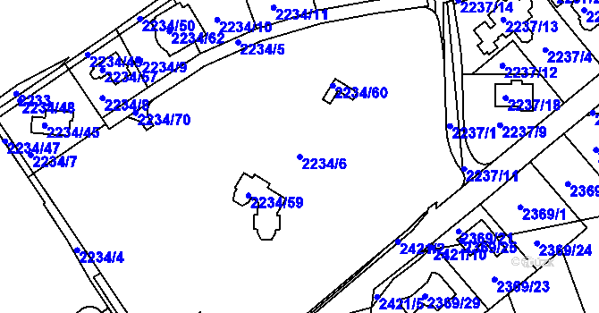 Parcela st. 2234/6 v KÚ Lipence, Katastrální mapa