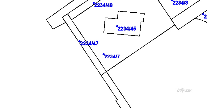 Parcela st. 2234/7 v KÚ Lipence, Katastrální mapa