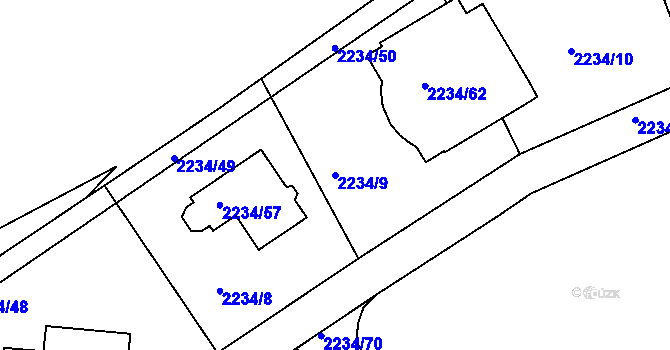 Parcela st. 2234/9 v KÚ Lipence, Katastrální mapa