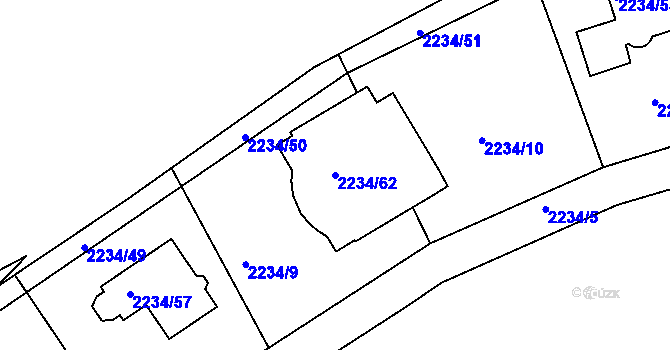 Parcela st. 2234/62 v KÚ Lipence, Katastrální mapa