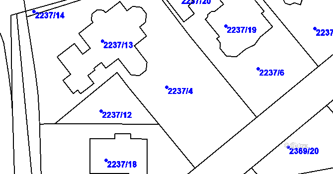 Parcela st. 2237/4 v KÚ Lipence, Katastrální mapa