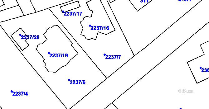 Parcela st. 2237/7 v KÚ Lipence, Katastrální mapa