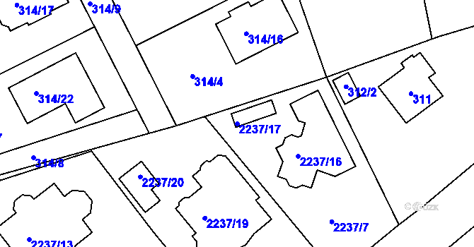 Parcela st. 2237/17 v KÚ Lipence, Katastrální mapa