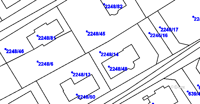 Parcela st. 2248/14 v KÚ Lipence, Katastrální mapa