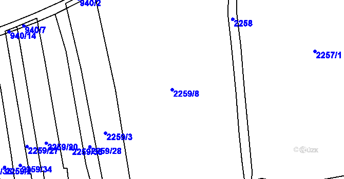 Parcela st. 2259/8 v KÚ Lipence, Katastrální mapa
