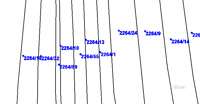 Parcela st. 2264/1 v KÚ Lipence, Katastrální mapa