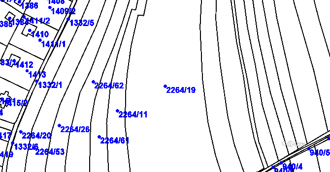 Parcela st. 2264/19 v KÚ Lipence, Katastrální mapa