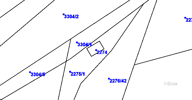 Parcela st. 2274 v KÚ Lipence, Katastrální mapa
