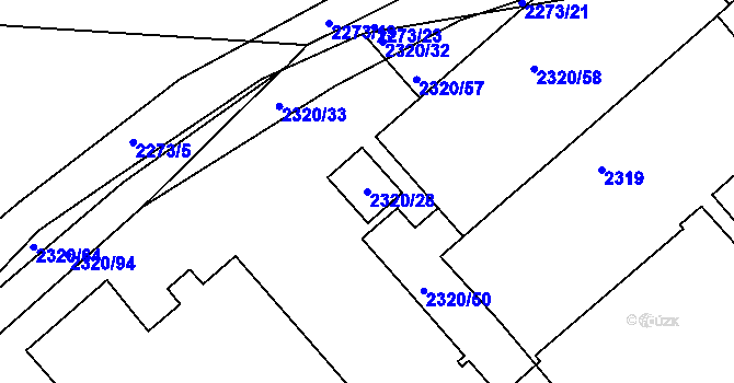 Parcela st. 2320/28 v KÚ Lipence, Katastrální mapa